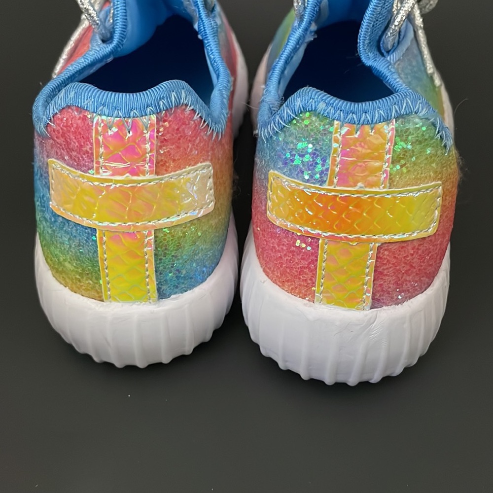 Girls Size 1 light weight fashion rainbow ombré glitter sneaker - Picture 3 of 8